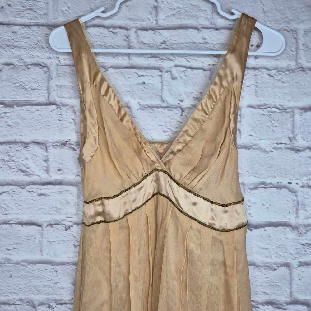 Lotta Stensson Silk Dress Gold Metallic Trim Fairycore Y2K Homecoming Mini 2 - Picture 3 of 8